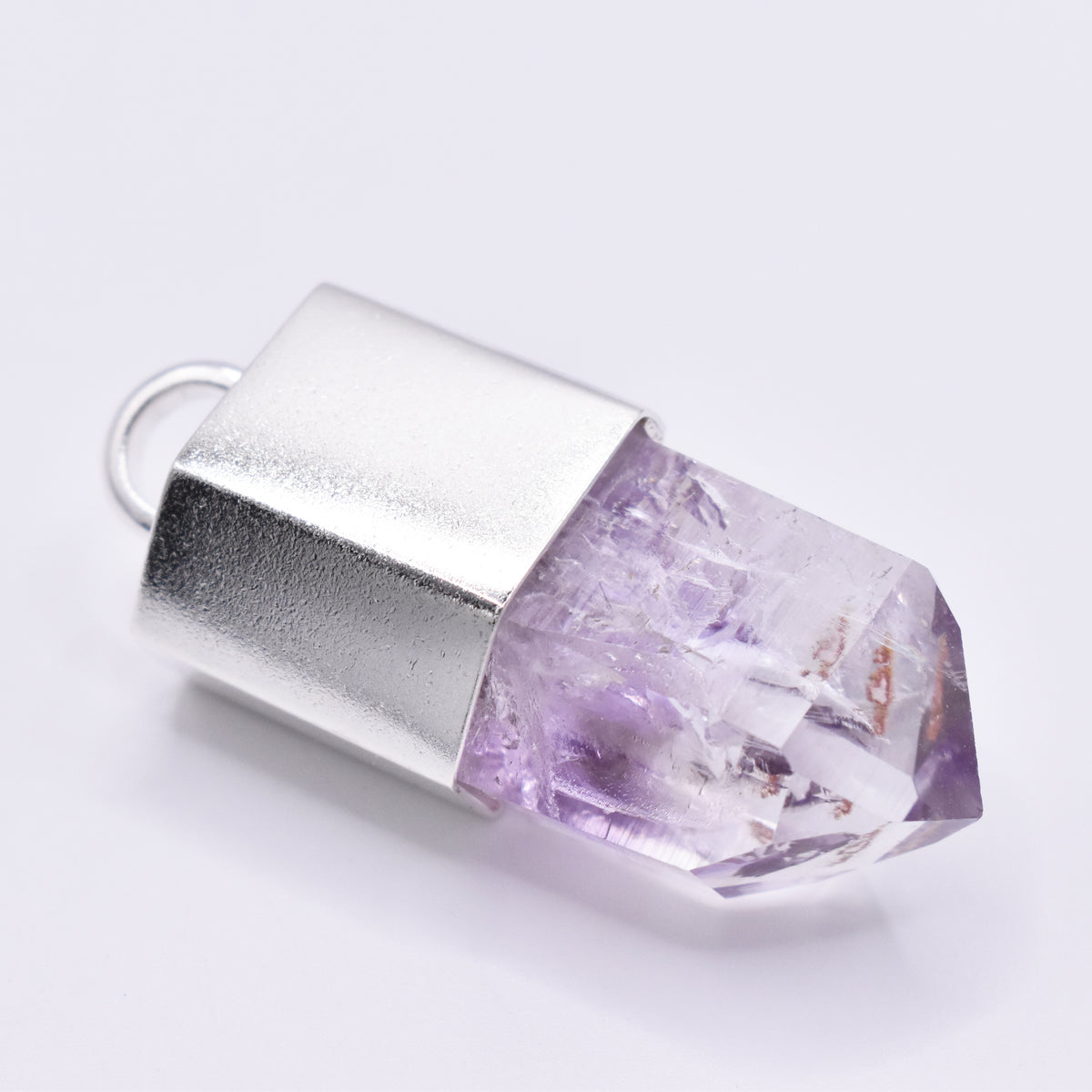 Handmade Brandberg Quartz Dow Phantom Rainbow Crystal Silver Pendant