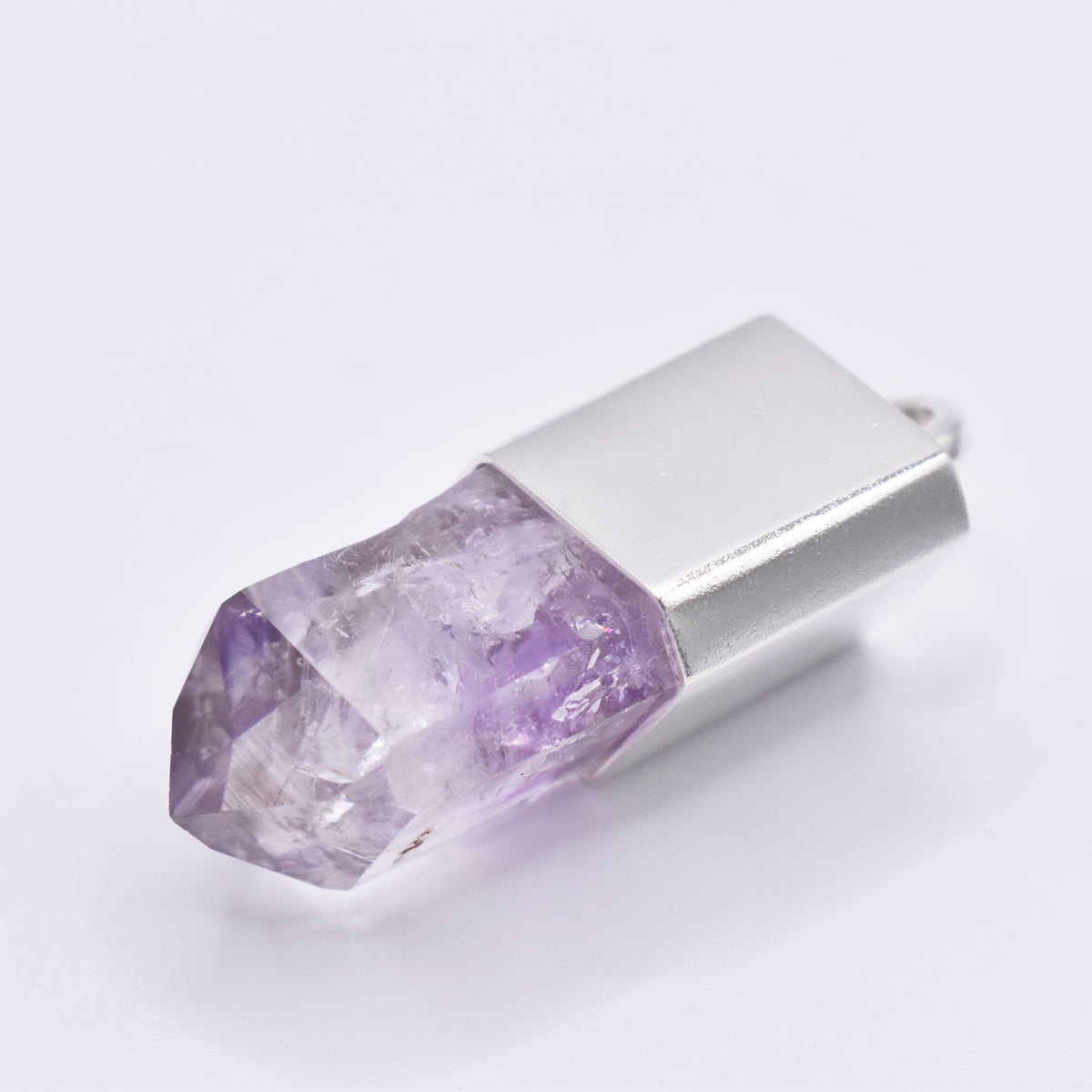 Handmade Brandberg Quartz Dow Phantom Rainbow Crystal Silver Pendant