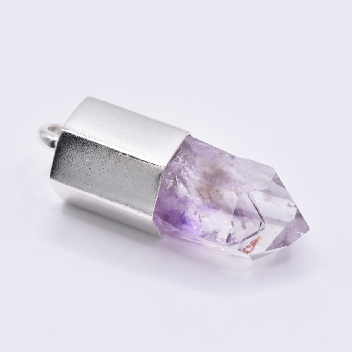 Handmade Brandberg Quartz Dow Phantom Rainbow Crystal Silver Pendant