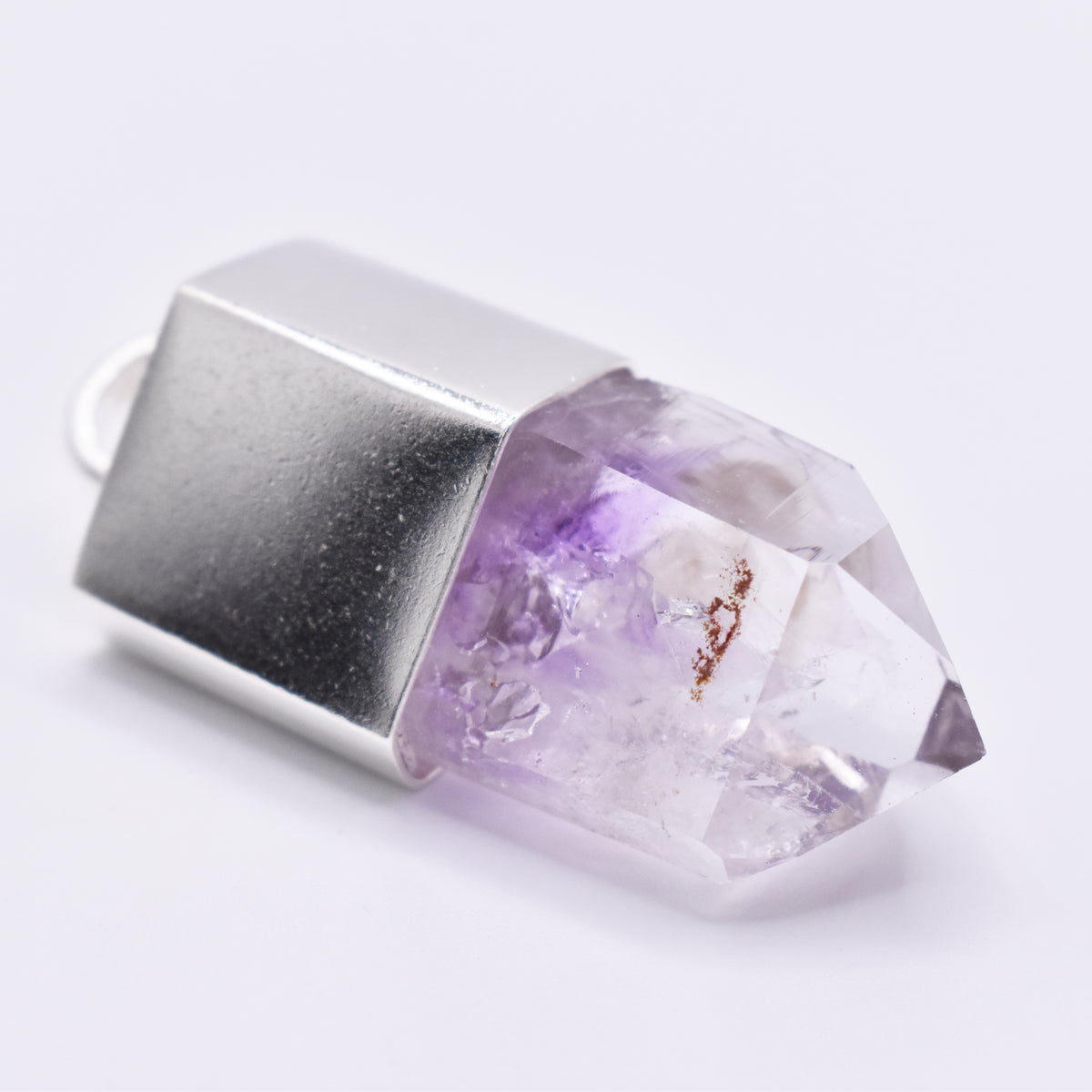 Handmade Brandberg Quartz Dow Phantom Rainbow Crystal Silver Pendant