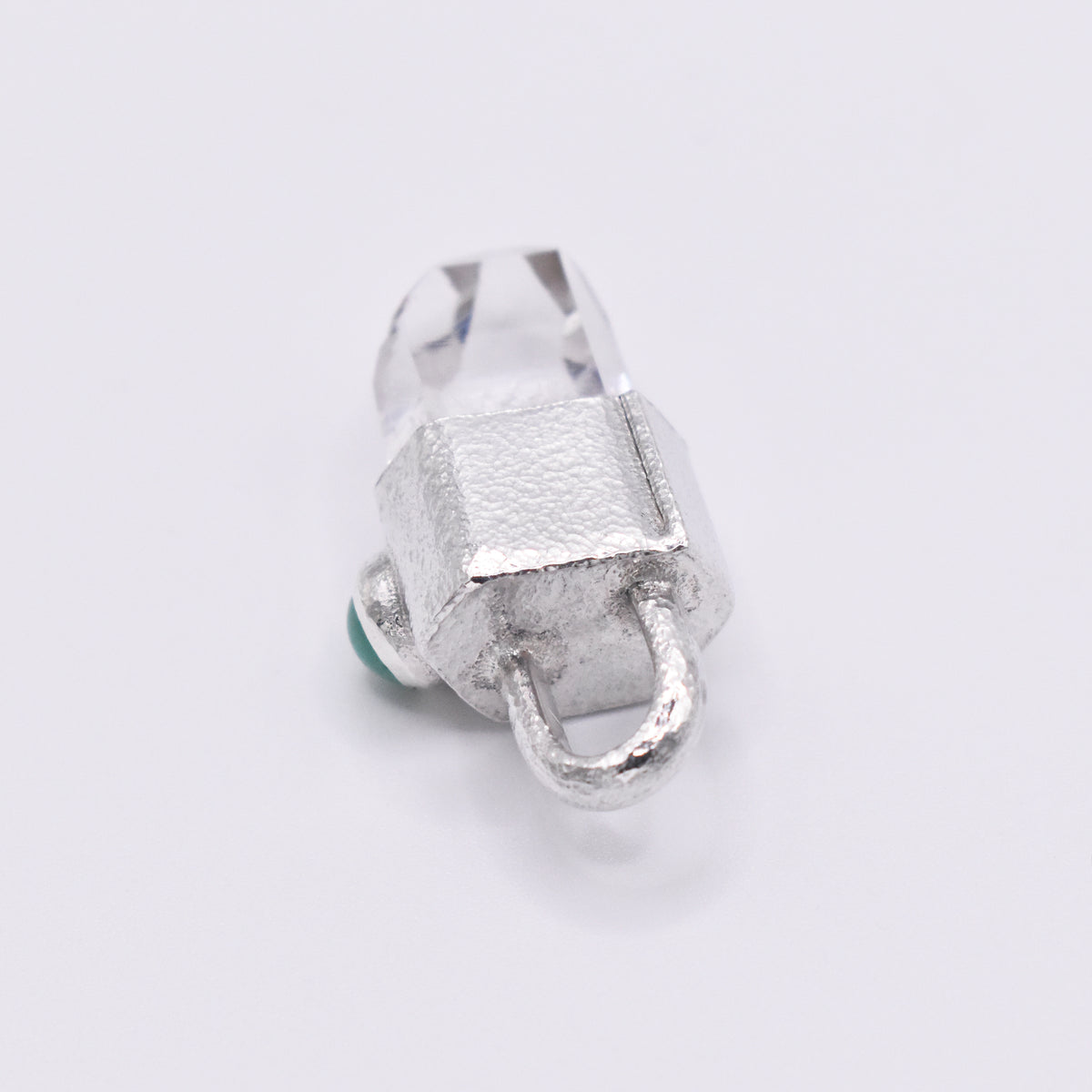 Handmade Brandberg Quartz and Chrysoprase Silver Pendant