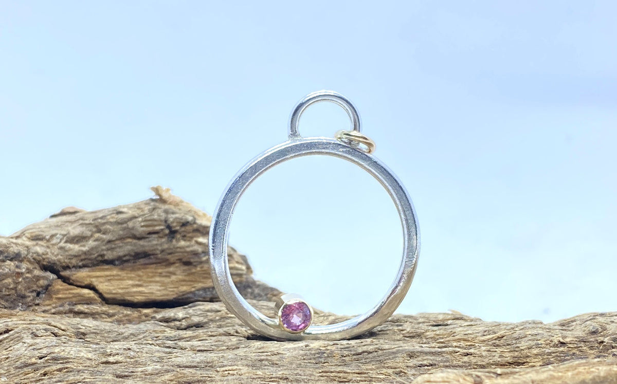 Pink Sapphire Silver & Gold Pendant