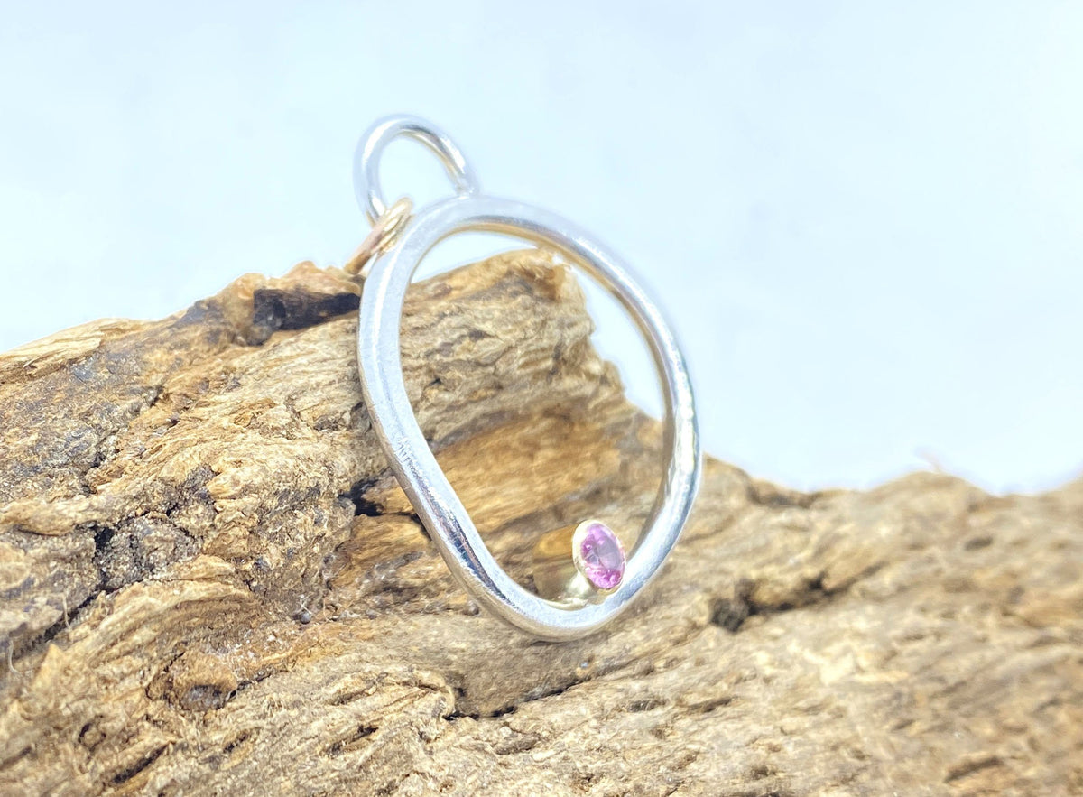 Pink Sapphire Silver & Gold Pendant