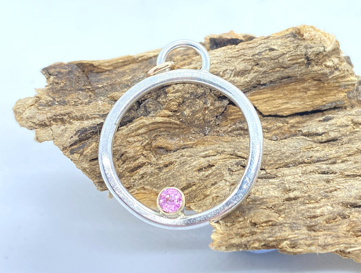 Pink Sapphire Silver & Gold Pendant