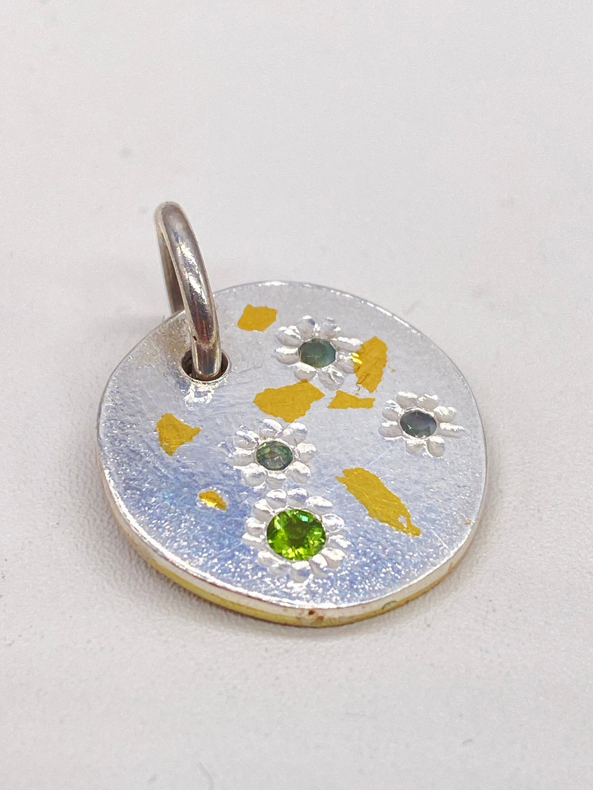 Paraiba Tourmaline and Grandidierite Silver & Gold Keum-Boo Pendant