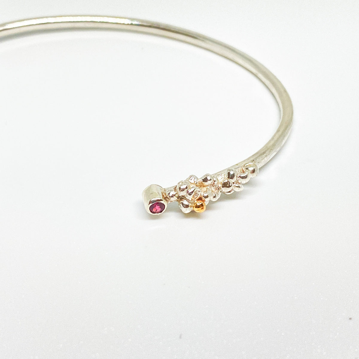 Ruby and Tourmaline Sterling Silver Cuff Handmade