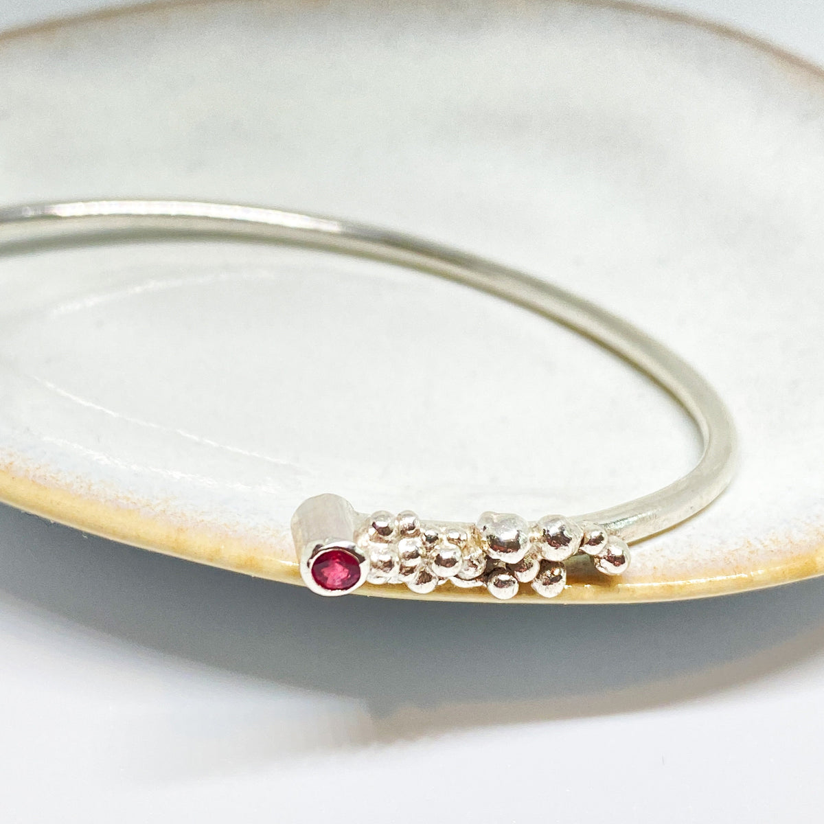 Ruby and Tourmaline Sterling Silver Cuff Handmade