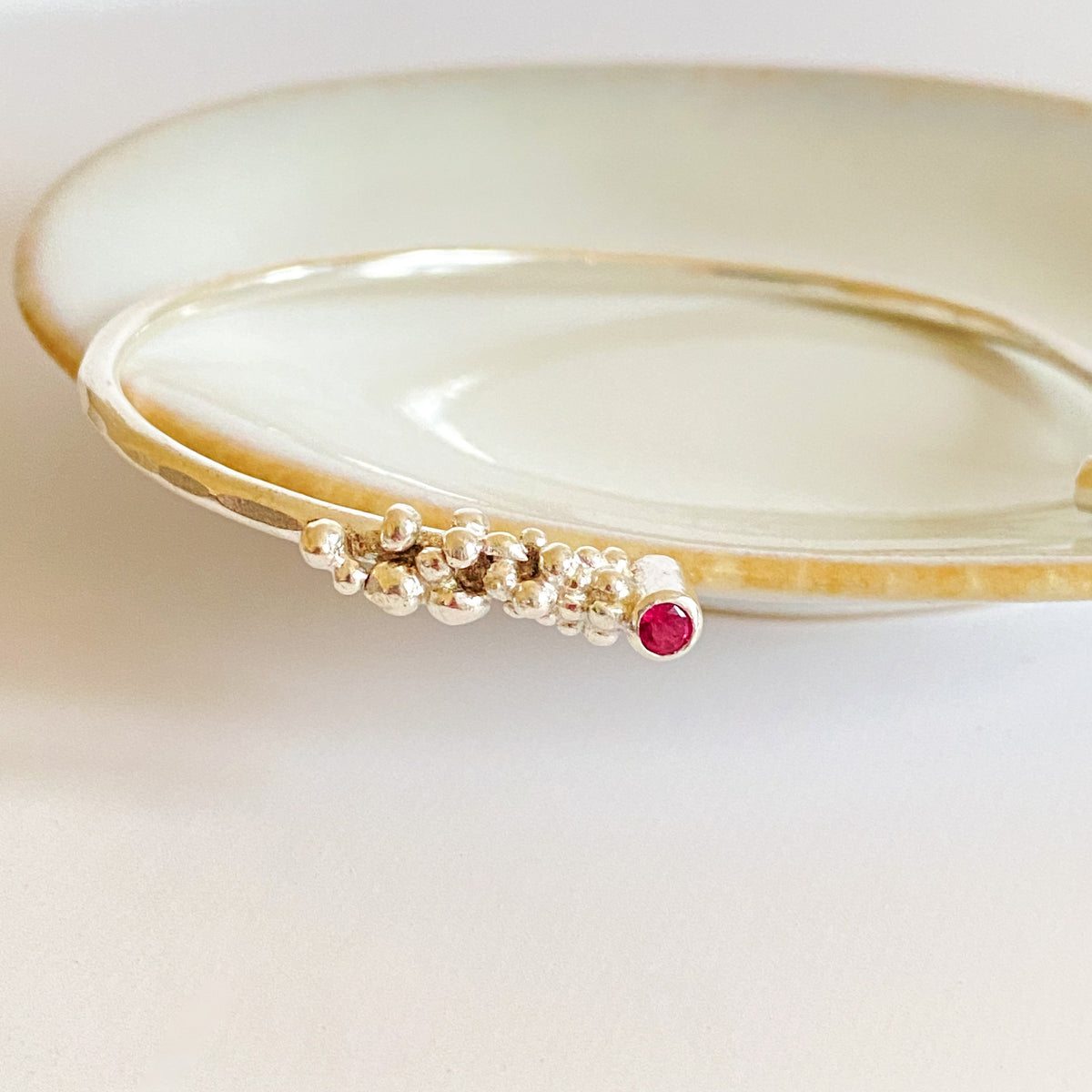 Ruby and Tourmaline Sterling Silver Cuff Handmade