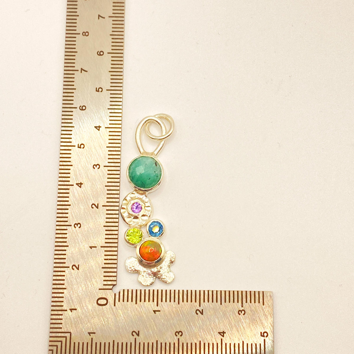 Mixed Gemstone Silver Pendant Handmade
