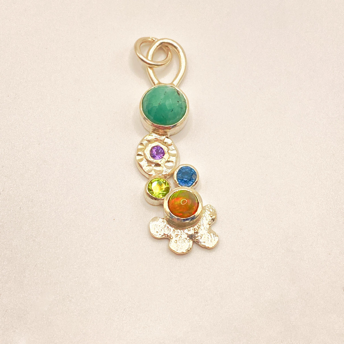 Mixed Gemstone Silver Pendant Handmade