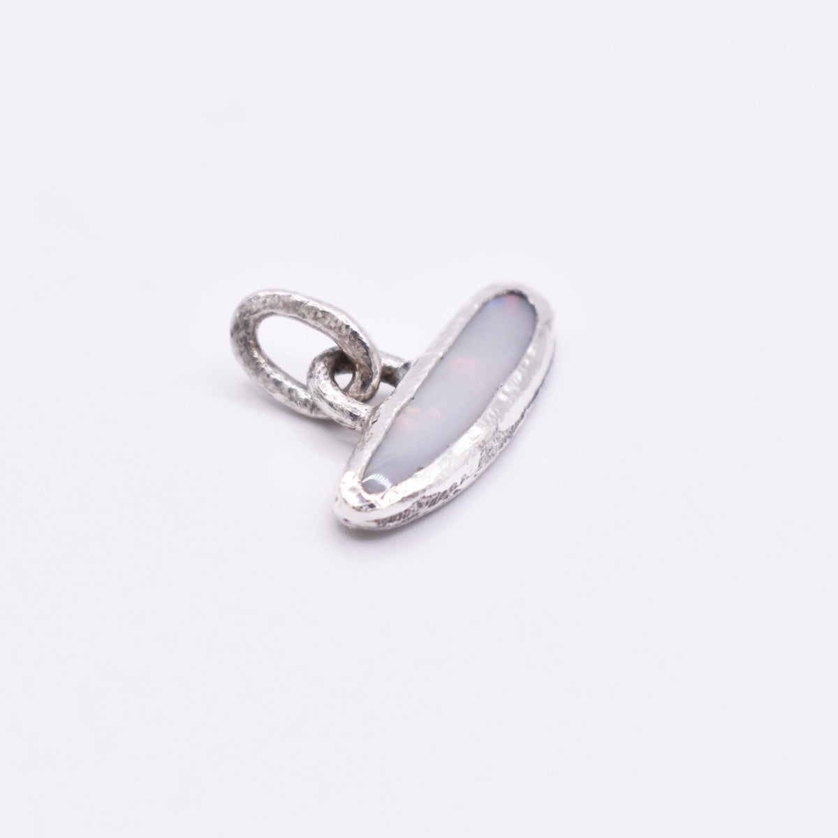 Handmade Textured Sterling Silver Opal Pendant