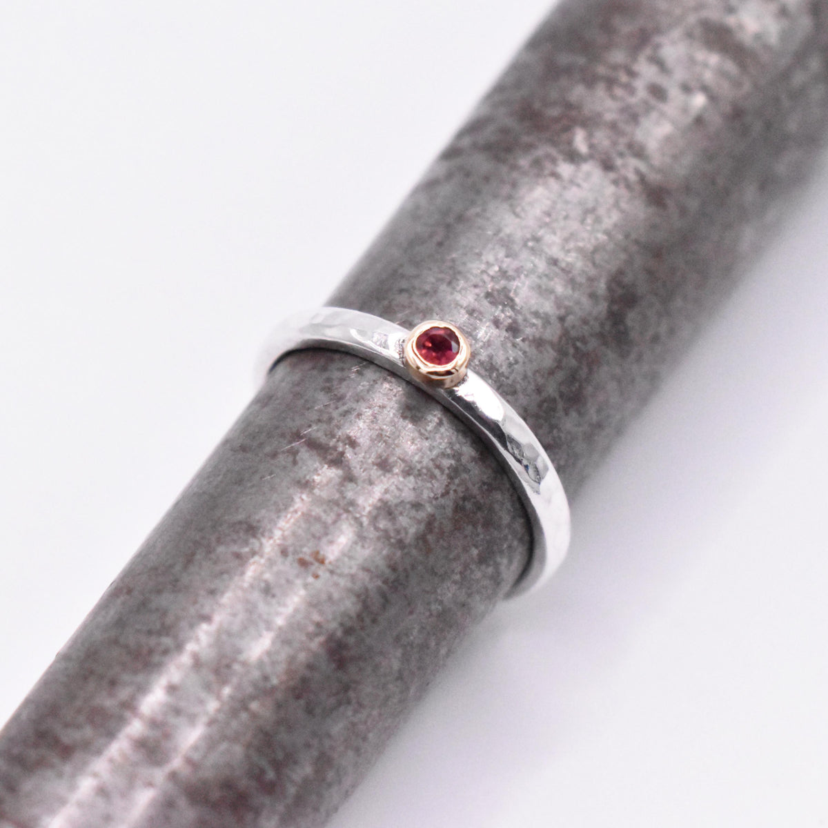 Pink Tourmaline Sterling Silver and Gold Ring