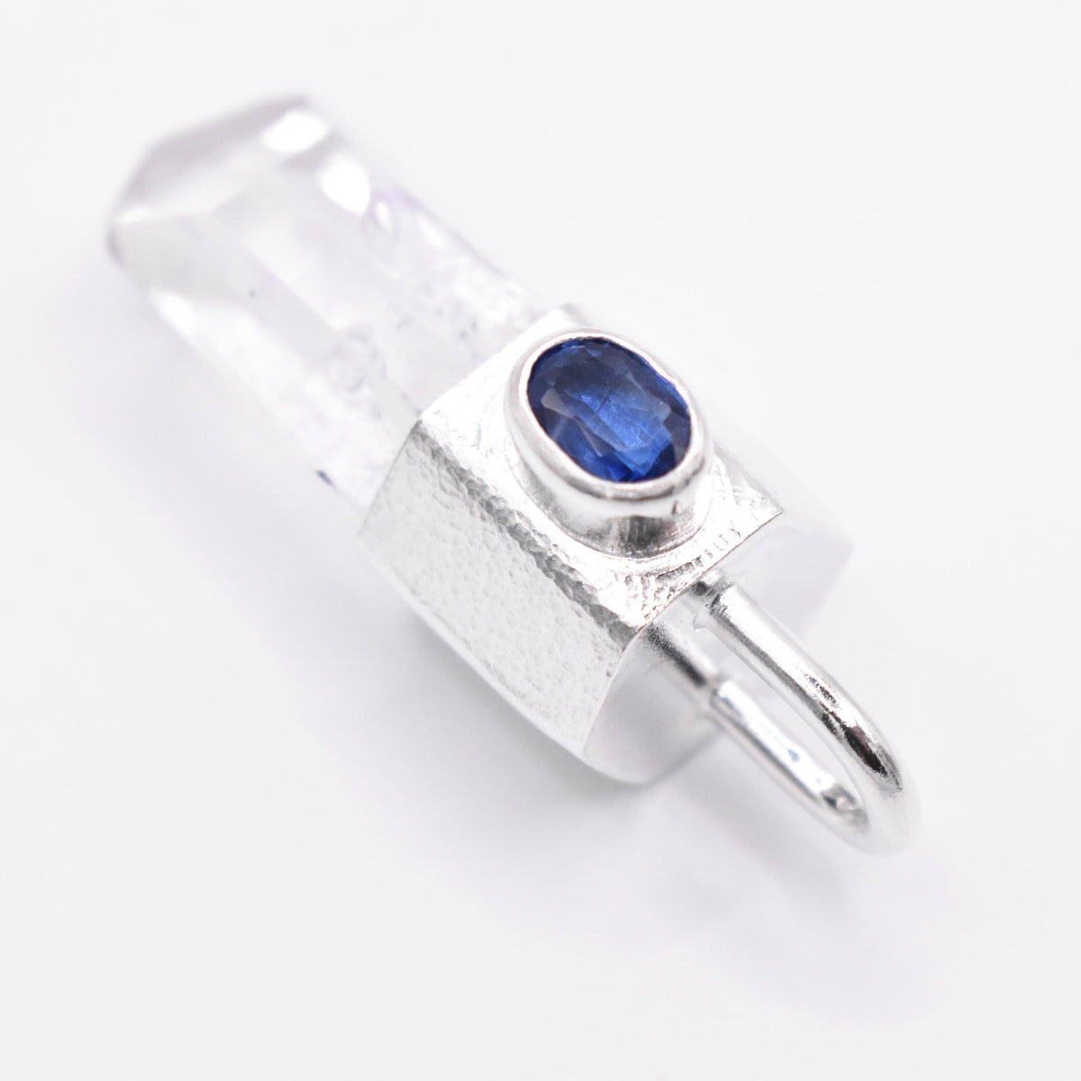 Handmade Brandberg Enhydro & Blue Kyanite Sterling Silver Pendant