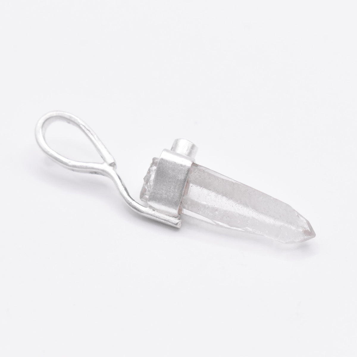 Handmade Quartz & Pink Tourmaline Sterling Silver Pendant