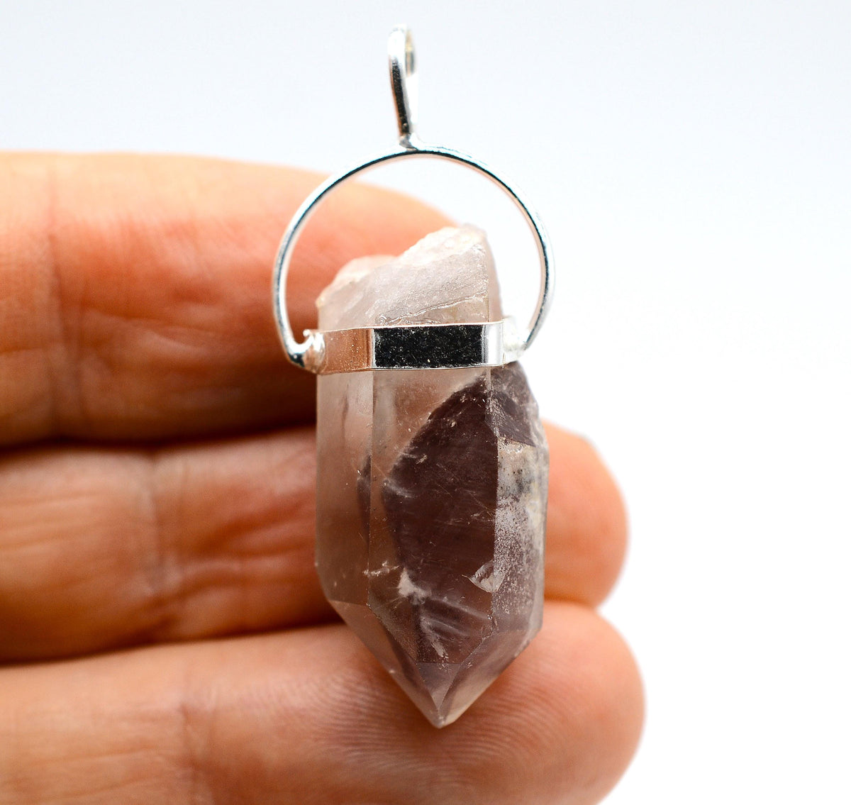 Lithium Phantom Quartz Silver Pendant