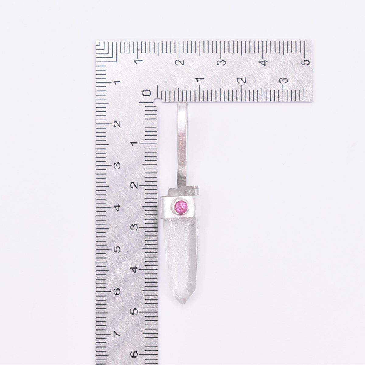 Handmade Quartz & Pink Tourmaline Sterling Silver Pendant