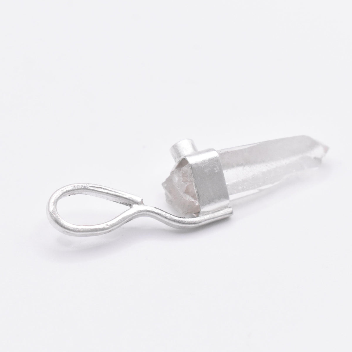 Handmade Quartz & Pink Tourmaline Sterling Silver Pendant