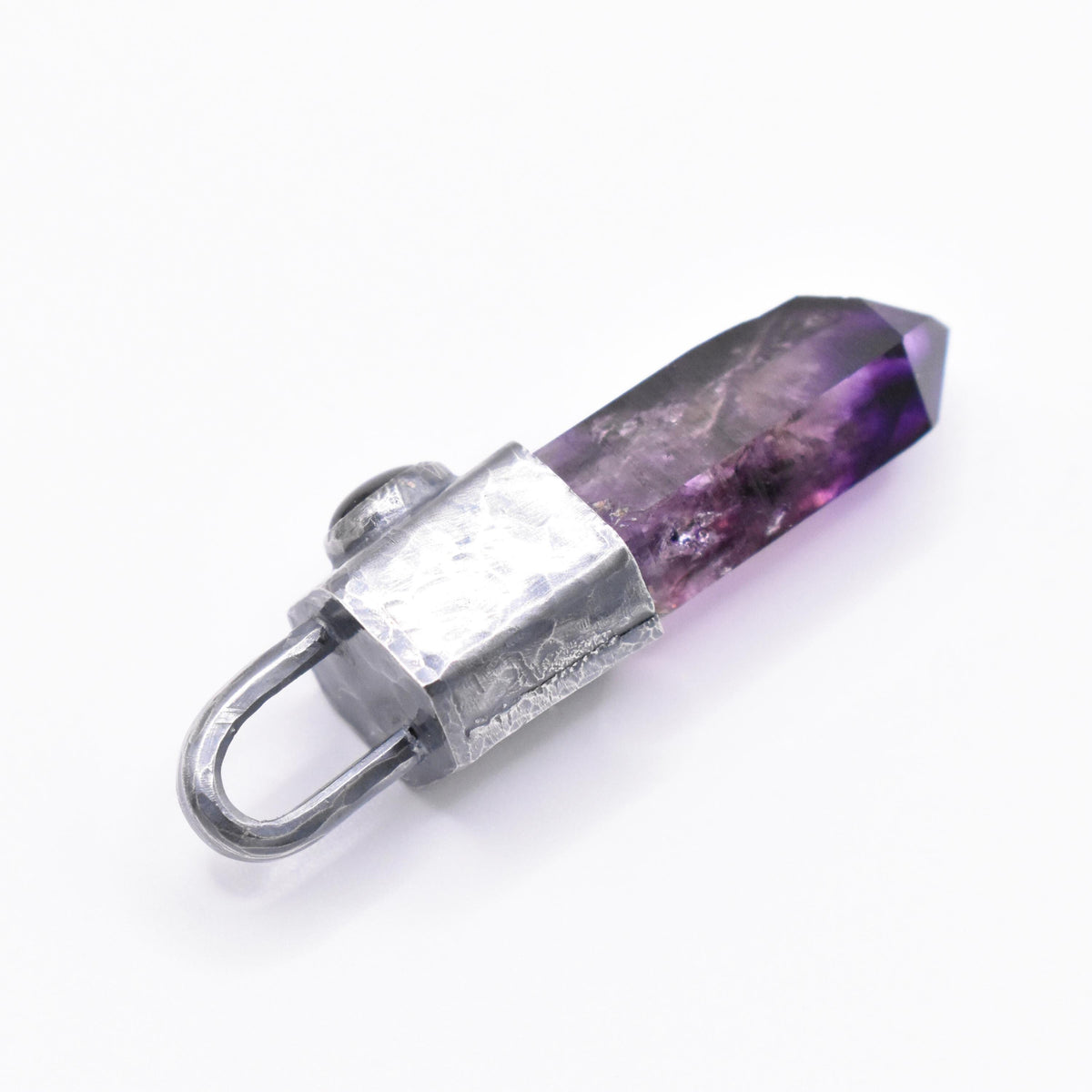 Handmade Brandberg Crystal Silver Pendant with Garnet Gemstone