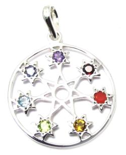  7 Chakra Stones -  Seven Star Silver Chakra Pendant