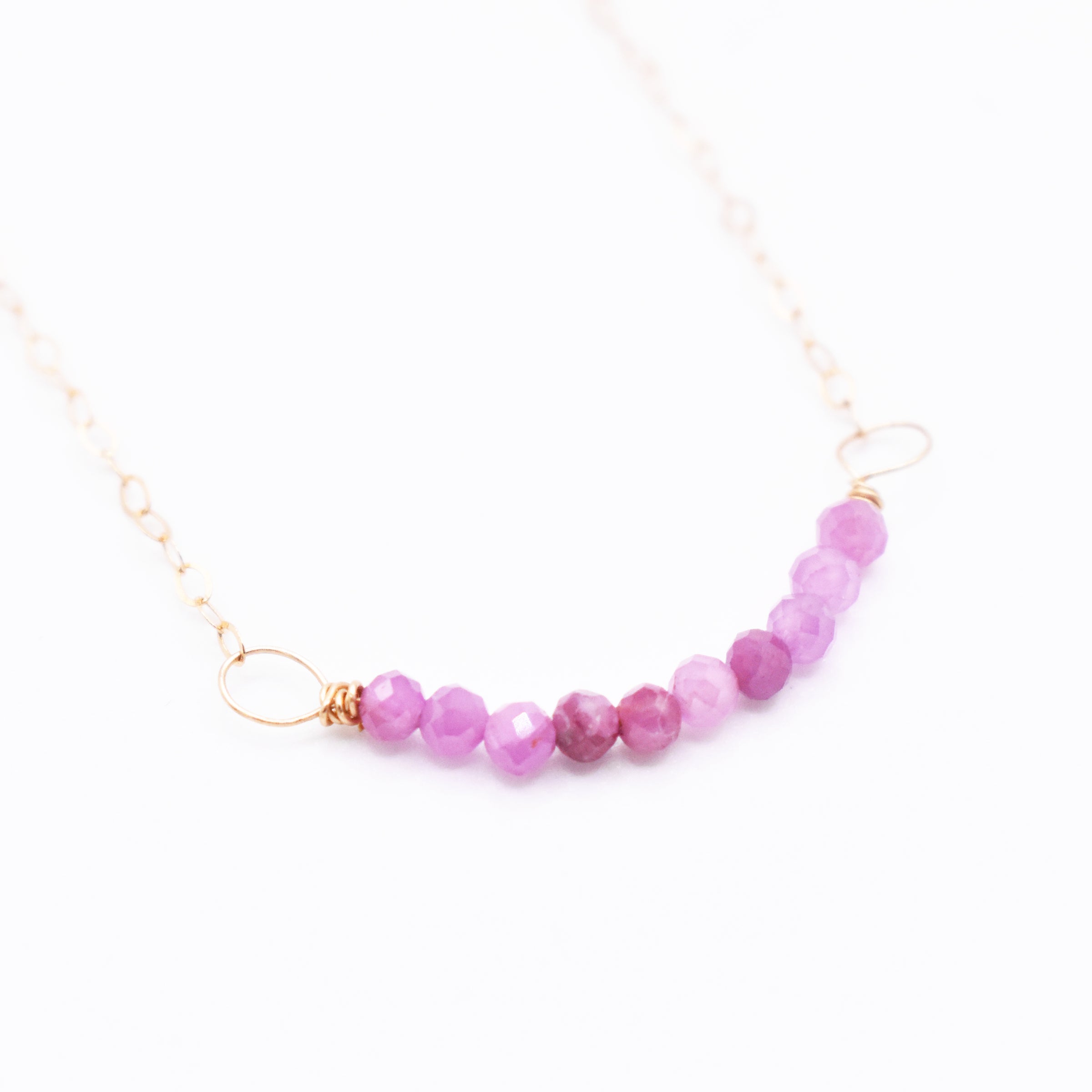 Handmade Pink Sapphire Gold Necklace
