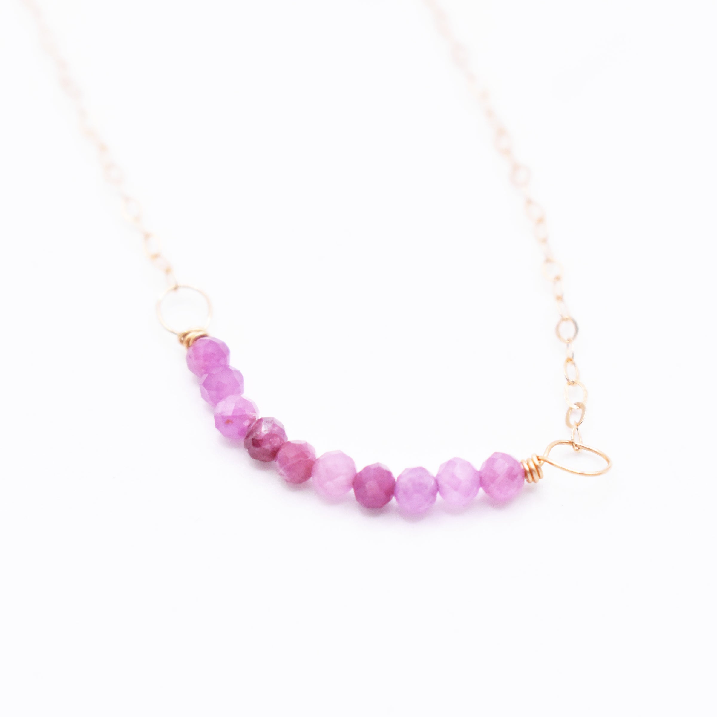 Handmade Pink Sapphire Gold Necklace