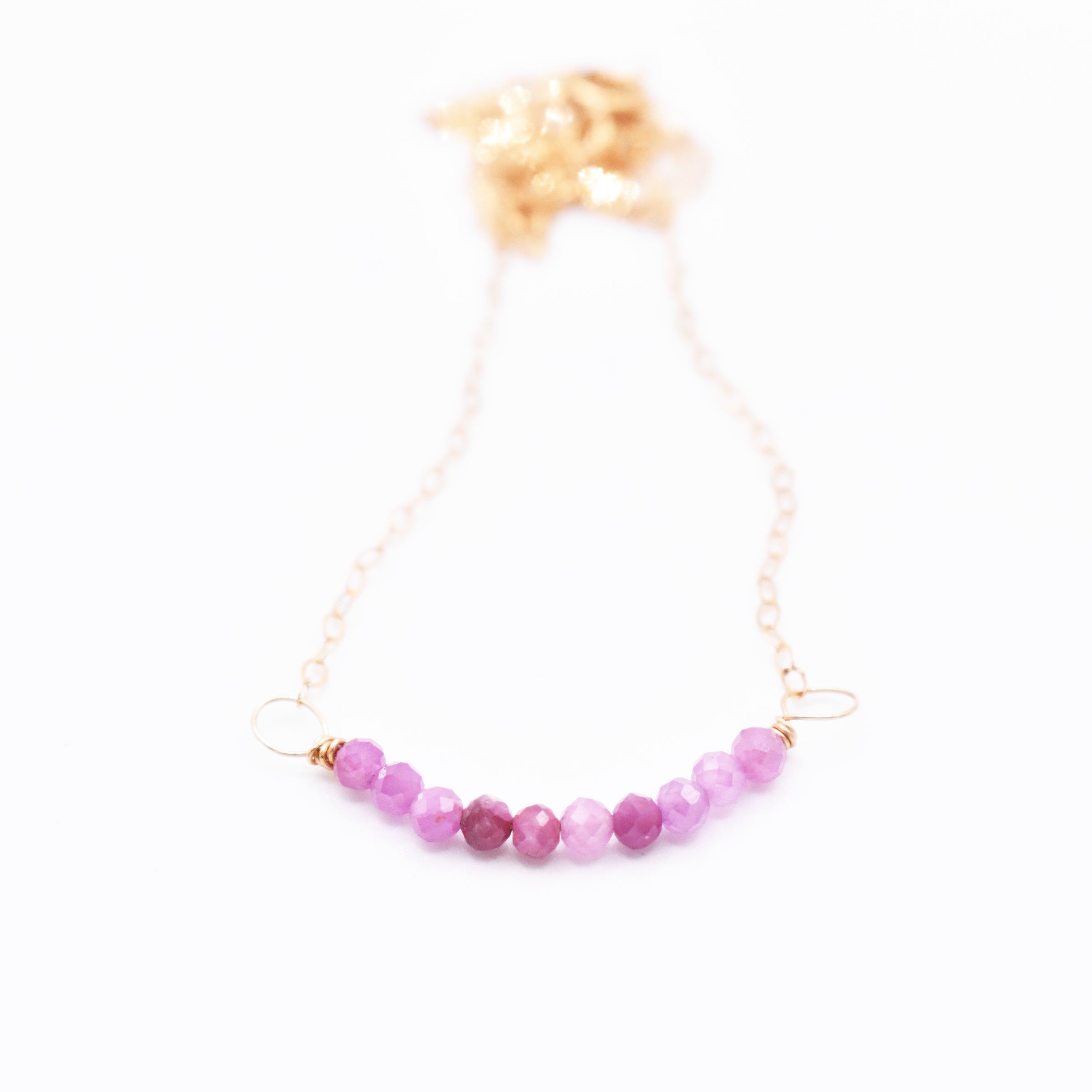 Handmade Pink Sapphire Gold Necklace