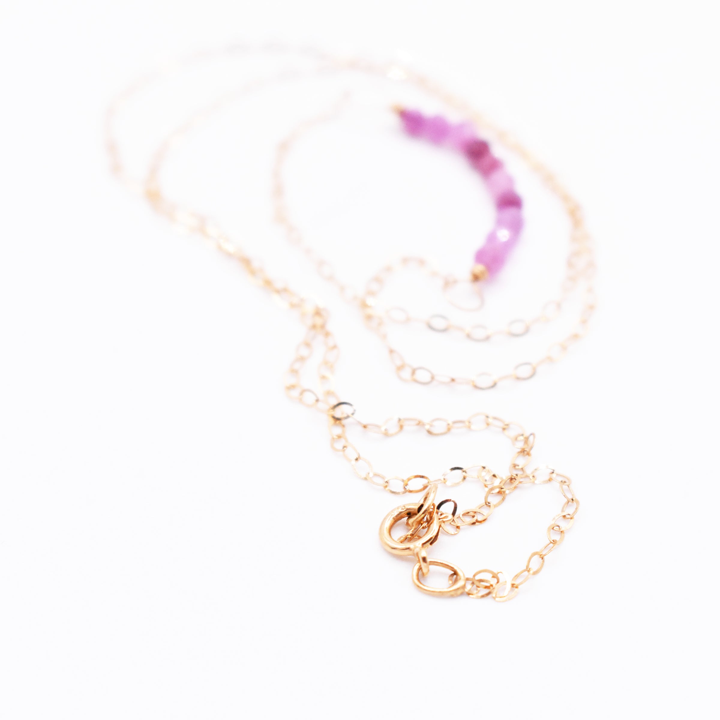 Handmade Pink Sapphire Gold Necklace