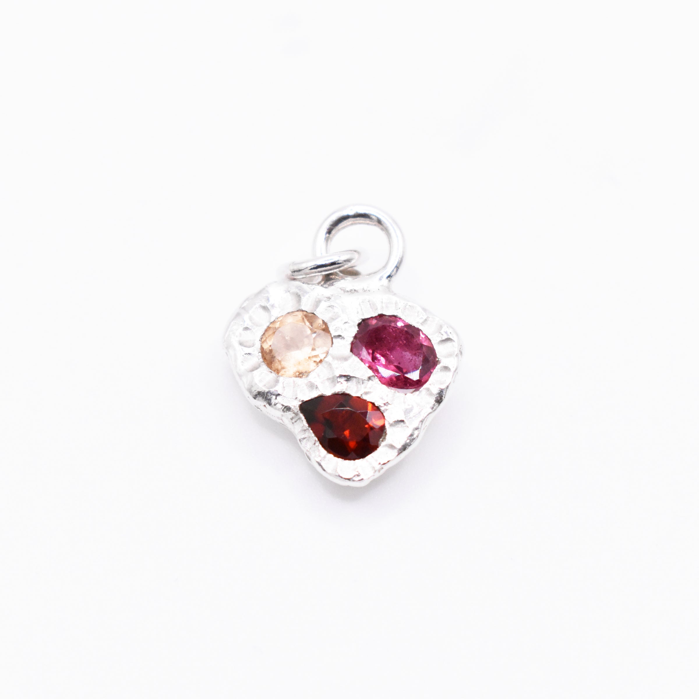 Handmade Madeira Citrine, Peach Garnet and Pink Tourmaline Sterling Silver Pendant