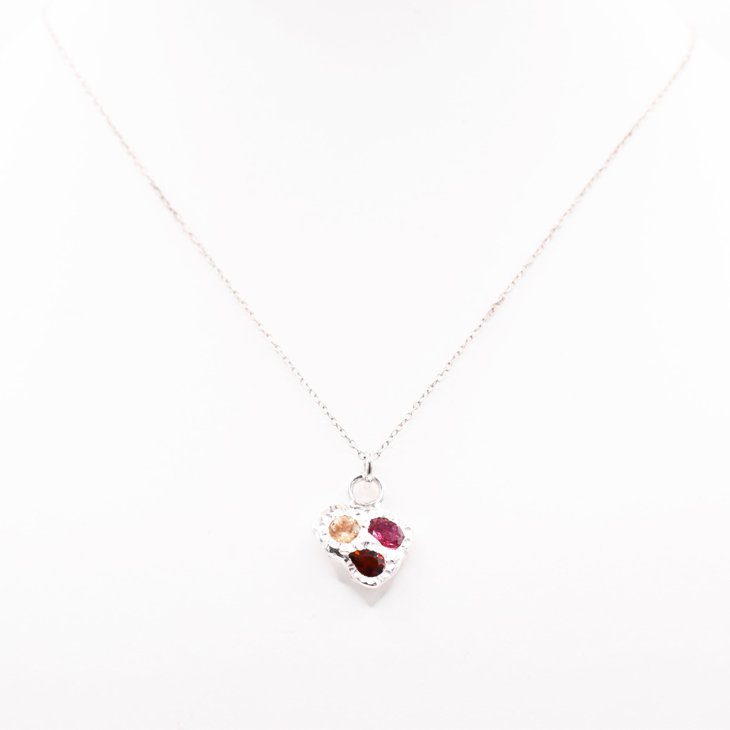 Handmade Madeira Citrine, Peach Garnet and Pink Tourmaline Sterling Silver Pendant