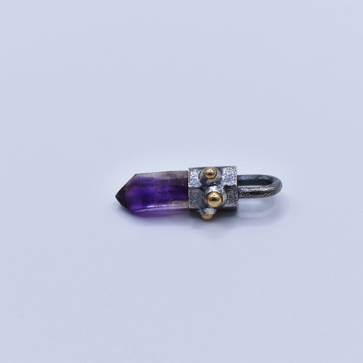 Handmade Brandberg Amethyst Oxidised Sterling Silver and 18ct Gold Pendant