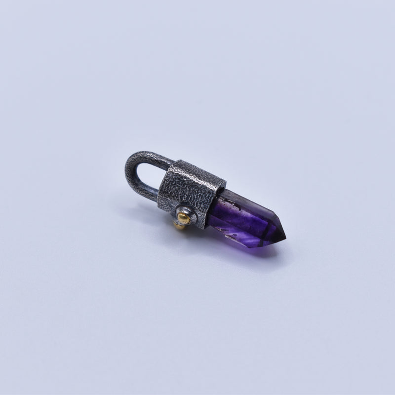 Handmade Brandberg Amethyst Oxidised Sterling Silver and 18ct Gold Pendant