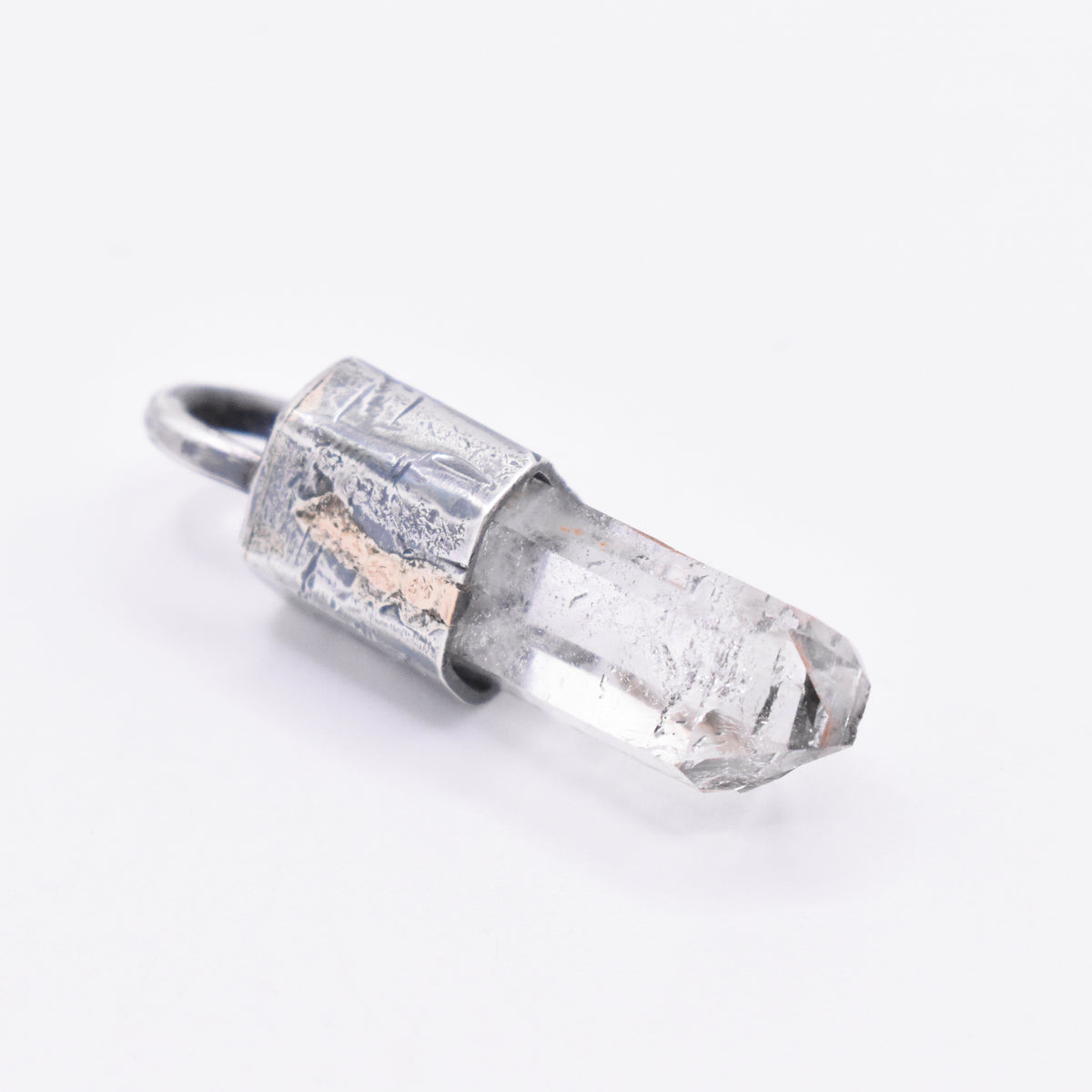 Handmade Brandberg Quartz Tantric Twin Silver & 9ct Gold Pendant