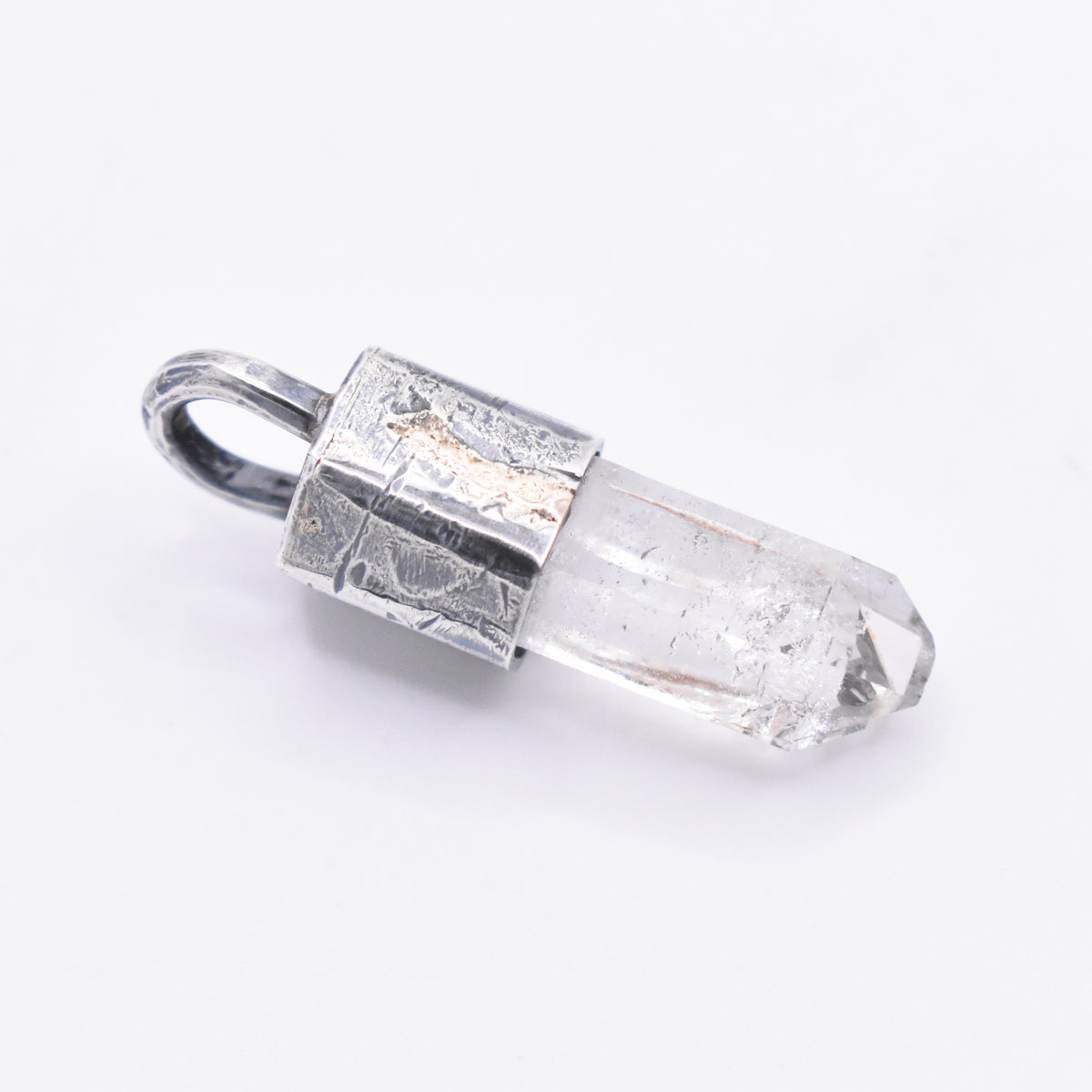 Handmade Brandberg Quartz Tantric Twin Silver & 9ct Gold Pendant