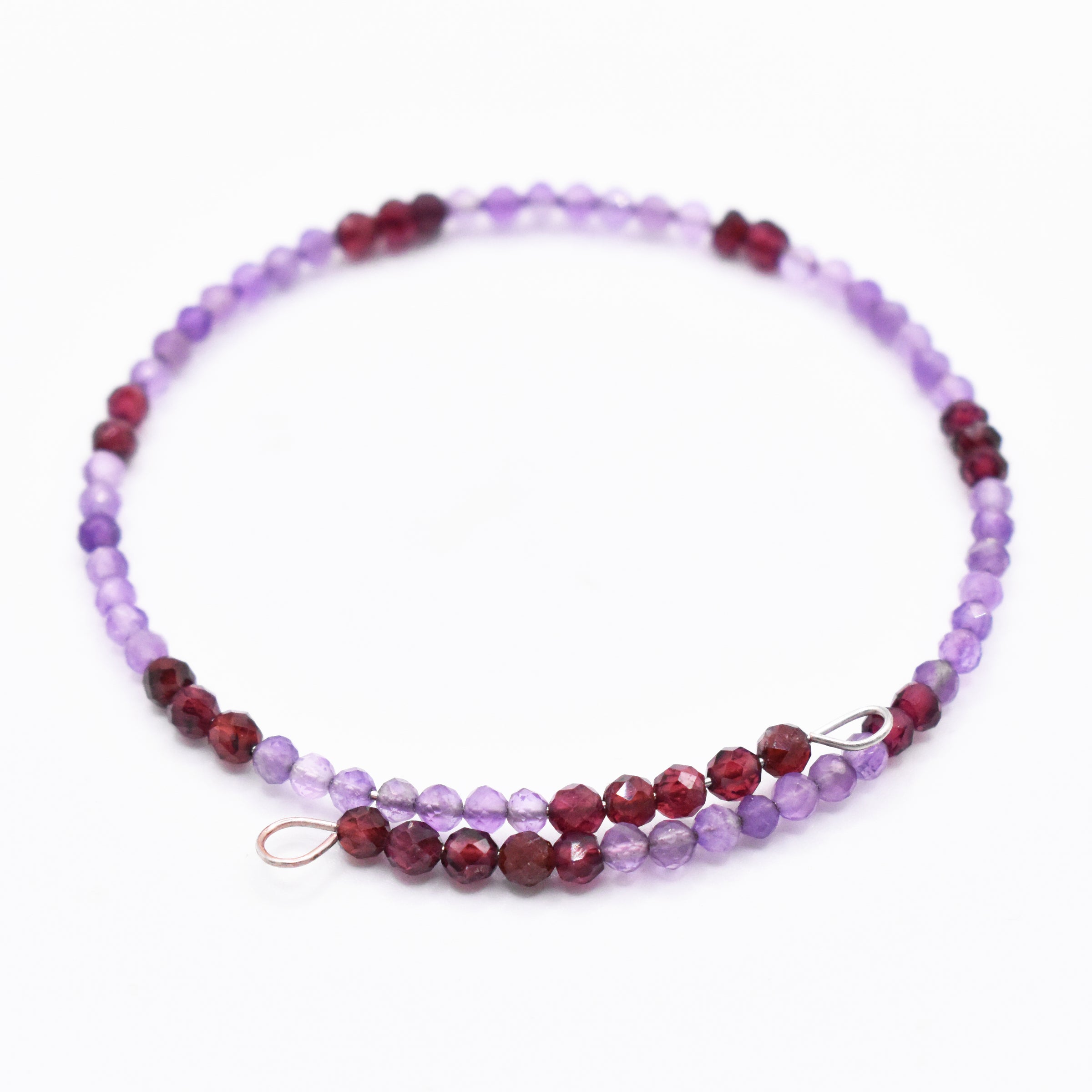 Faceted Amethyst & Garnet Bracelet: Unique Handmade Natural Gemstone Jewellery