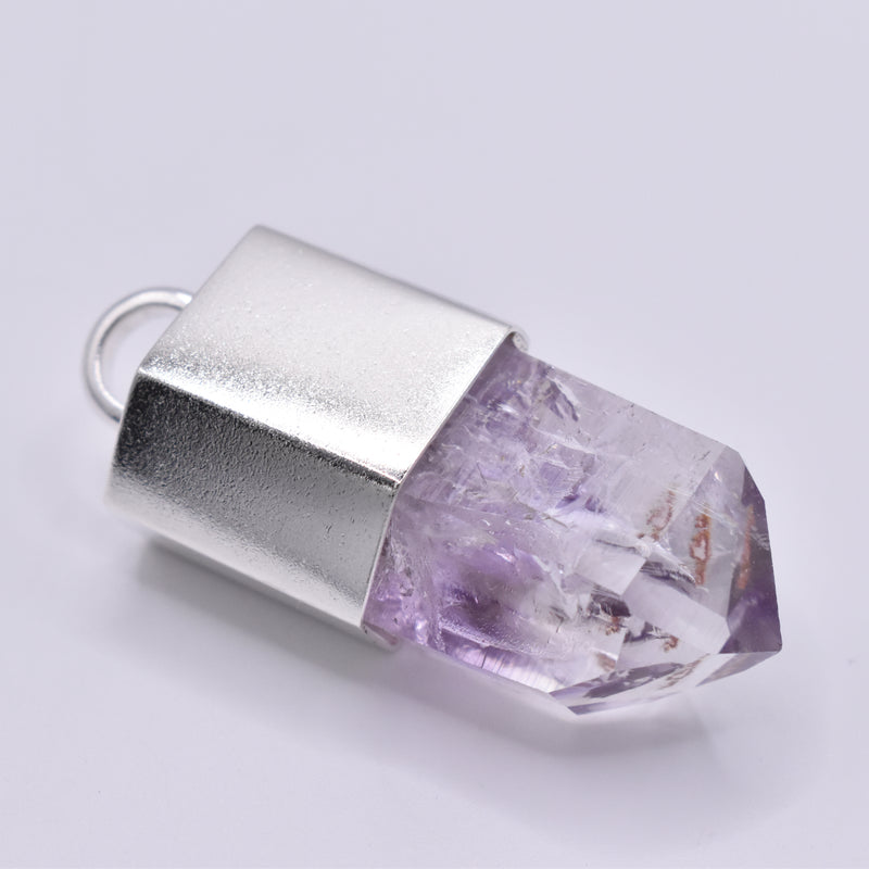 Handmade Brandberg Quartz Dow Phantom Rainbow Crystal Silver Pendant