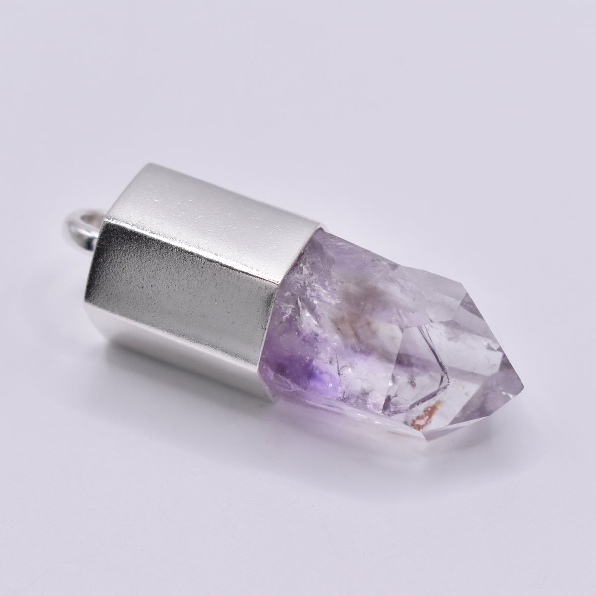 Handmade Brandberg Quartz Dow Phantom Rainbow Crystal Silver Pendant