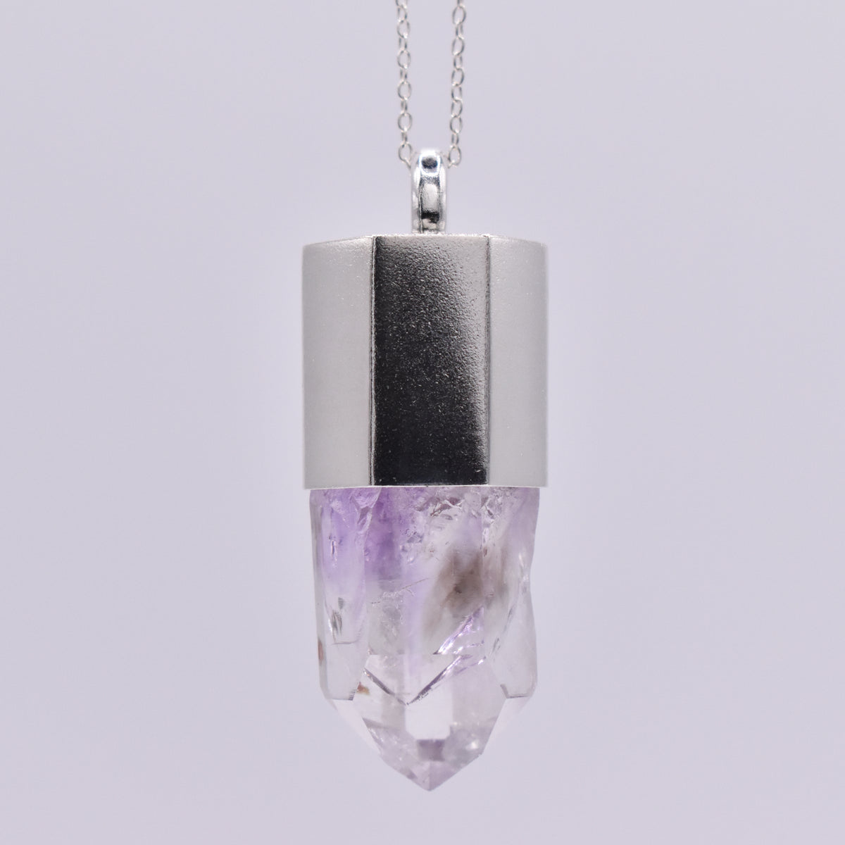 Handmade Brandberg Quartz Dow Phantom Rainbow Crystal Silver Pendant