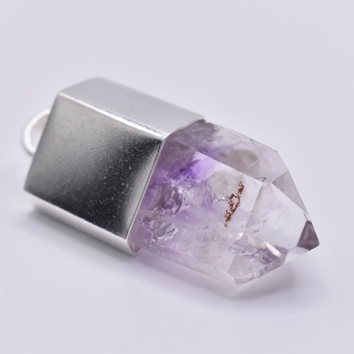 Handmade Brandberg Quartz Dow Phantom Rainbow Crystal Silver Pendant