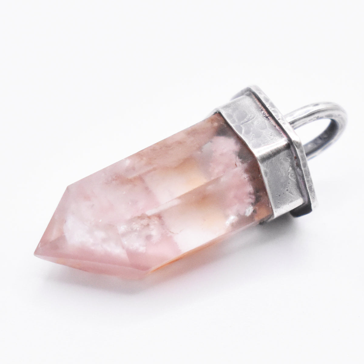 Handmade Lithium Quartz Crystal Oxidised Sterling Silver Pendant