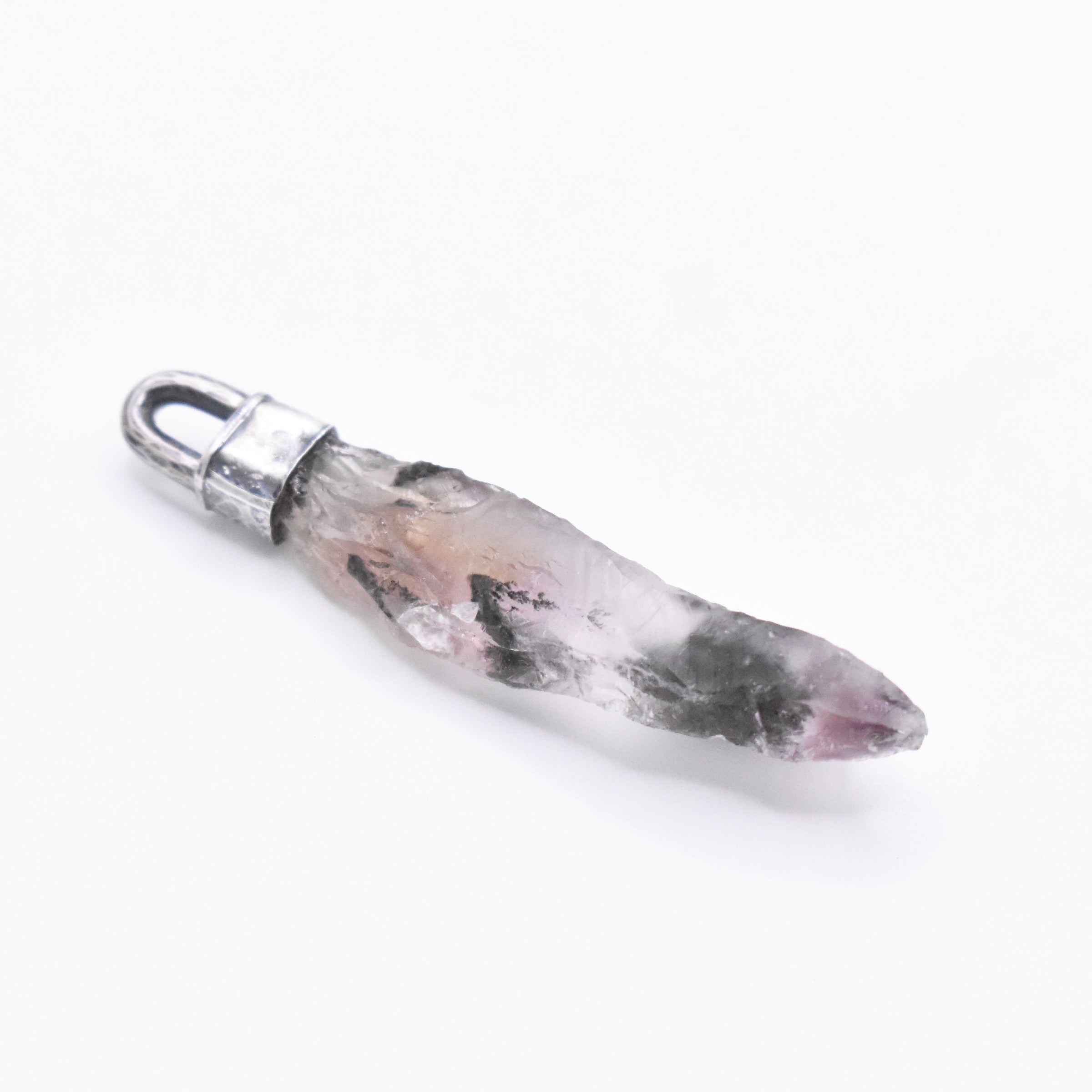 Handmade Super 7 Hammered Sterling Silver Pendant