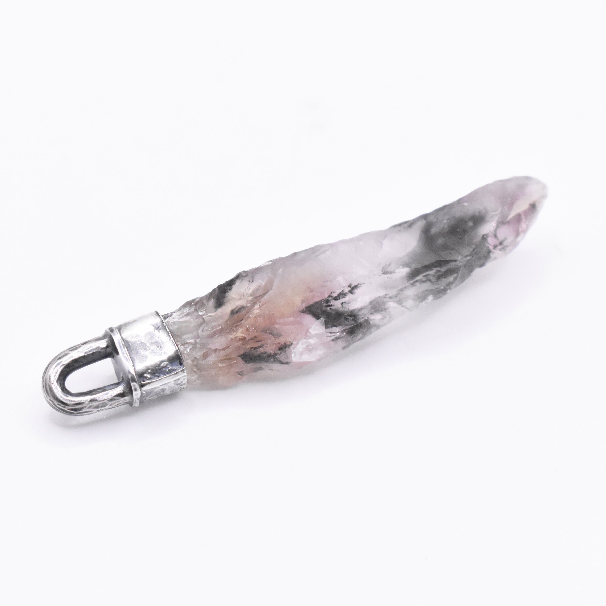 Handmade Super 7 Hammered Sterling Silver Pendant