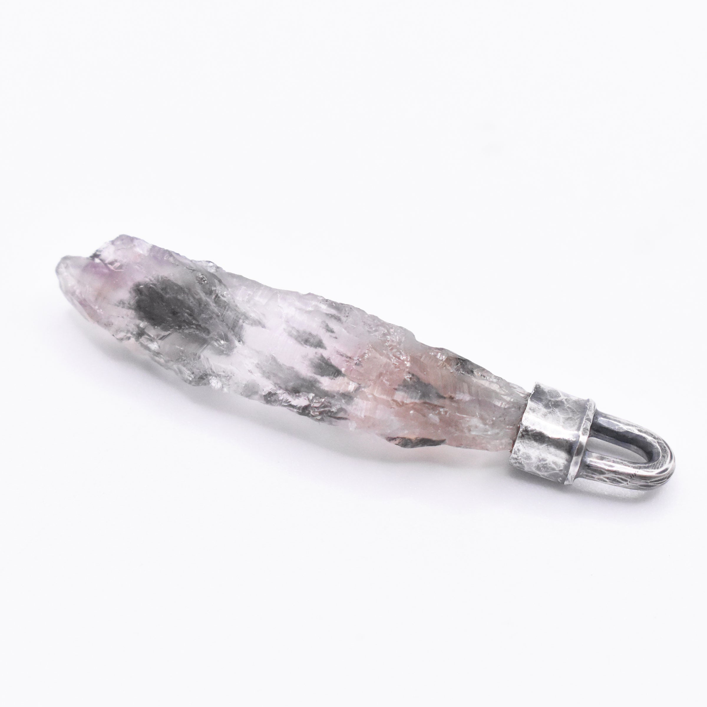 Handmade Super 7 Hammered Sterling Silver Pendant