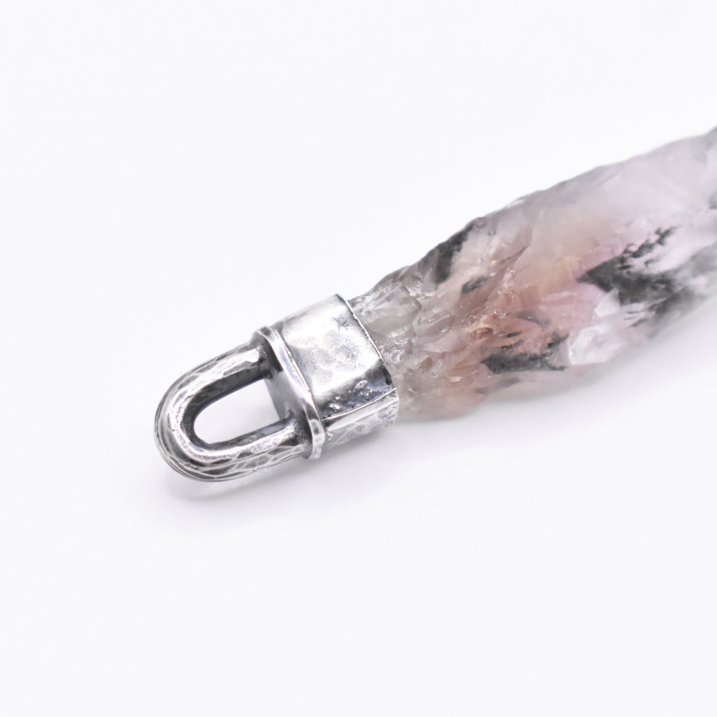 Handmade Super 7 Hammered Sterling Silver Pendant