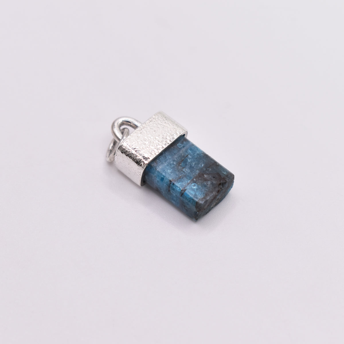 Handmade Hammered Sterling Silver Blue Apatite Pendant