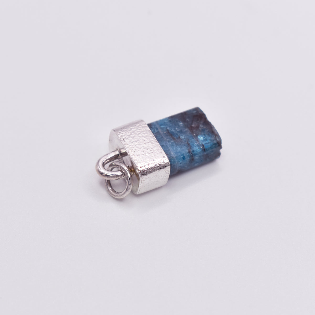 Handmade Hammered Sterling Silver Blue Apatite Pendant