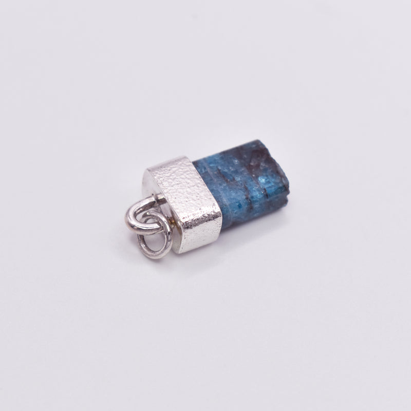 Handmade Hammered Sterling Silver Blue Apatite Pendant