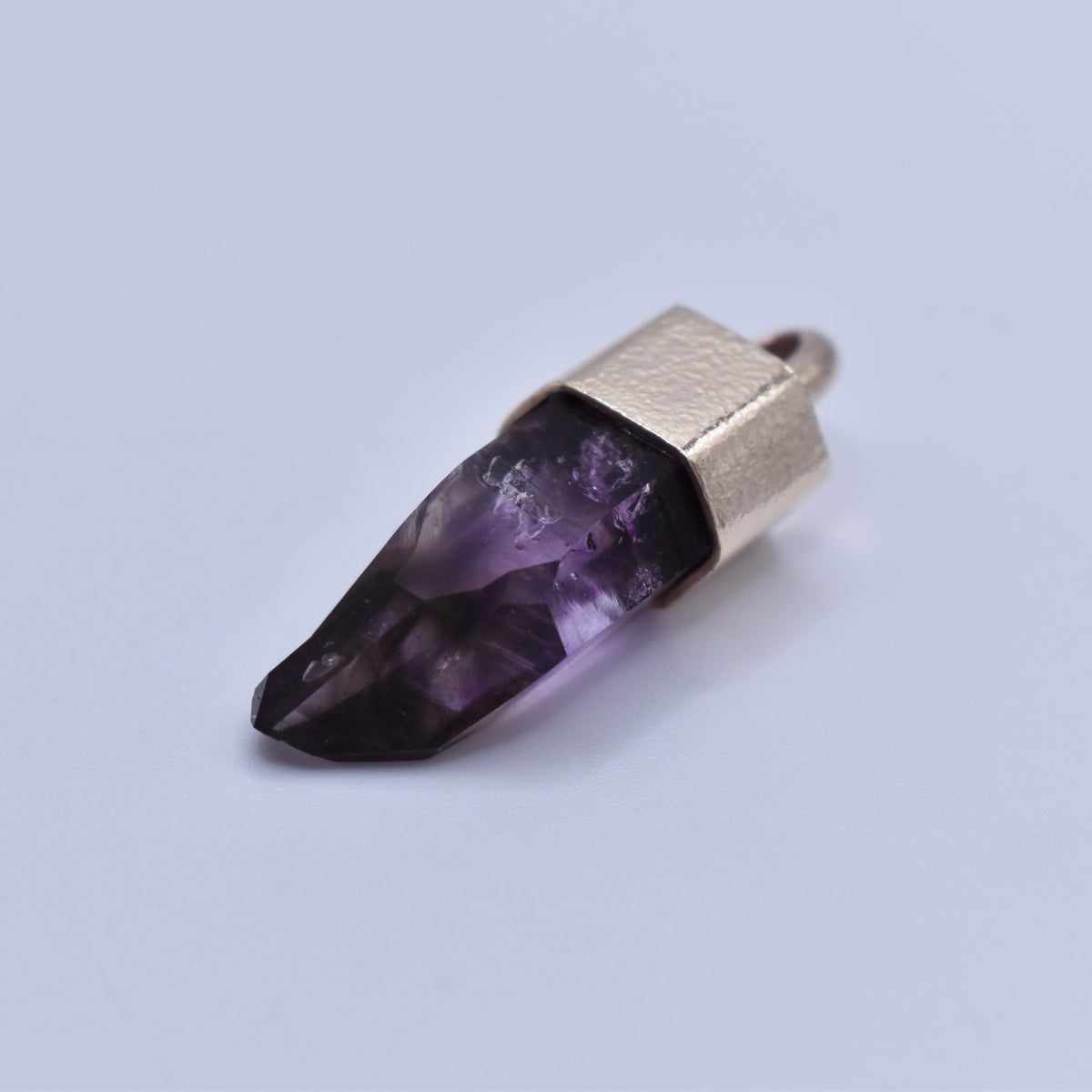 Handmade Brandberg Amethyst Harlequin Quartz 9ct Gold Pendant