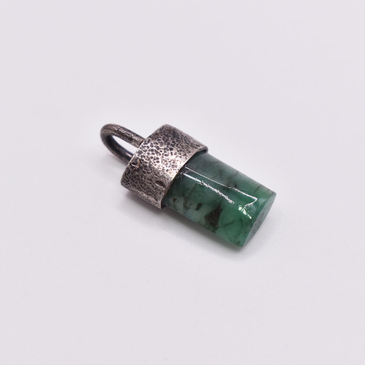 Handmade Oxidised Sterling Silver Emerald Pendant