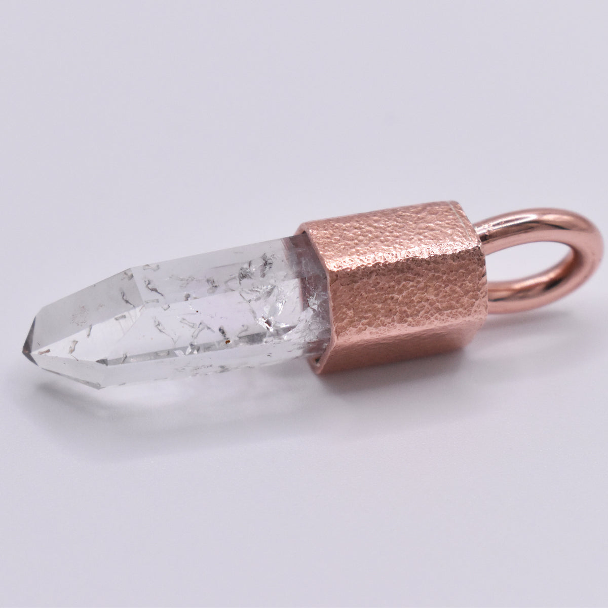 Handmade Brandberg Hammered Copper Crystal Pendant