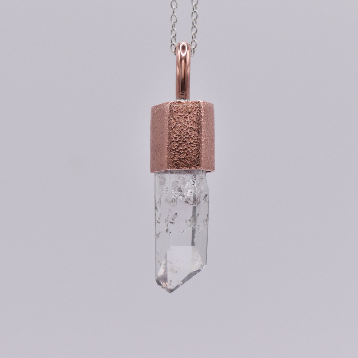 Handmade Brandberg Hammered Copper Crystal Pendant